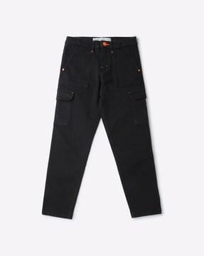 straight fit cargo pocket jeans