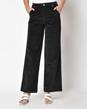 straight fit corduroy flat-front trousers