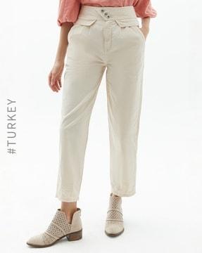straight fit culottes with buttons closure