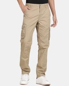 straight fit flat-front cargo pants