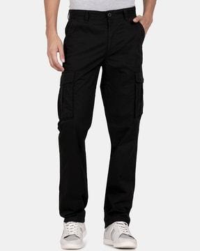 straight fit flat-front cargo pants