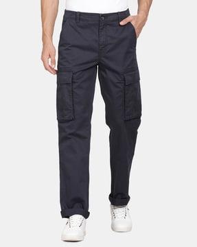 straight fit flat-front cargo pants