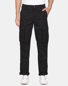 straight fit flat-front cargo pants