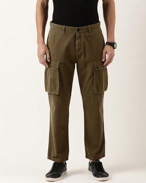 straight fit flat-front cargo pants