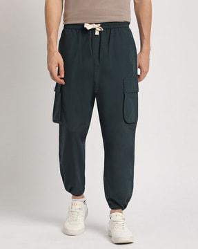 straight fit flat-front cargo pants