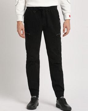 straight fit flat-front cargo pants