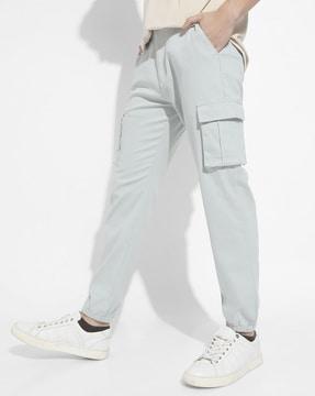 straight fit flat-front cargo trousers