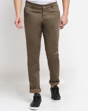 straight fit flat-front chinos