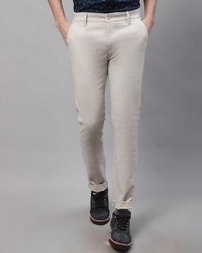 straight fit flat-front chinos