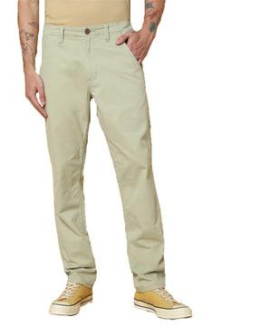straight fit flat-front chinos