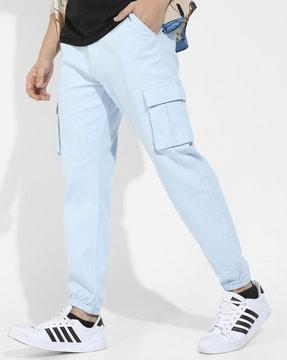 straight fit flat-front joggers with cargo pockets
