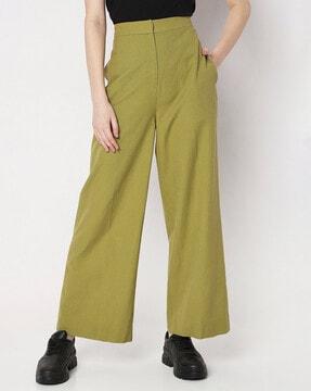 straight fit flat-front pants with insert pockets