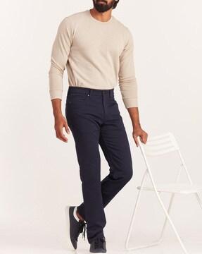 straight fit flat-front pants