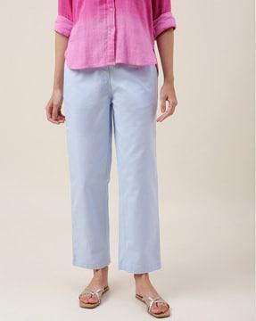 straight fit flat-front pants