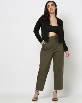 straight fit flat-front pants