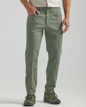 straight fit flat-front pants