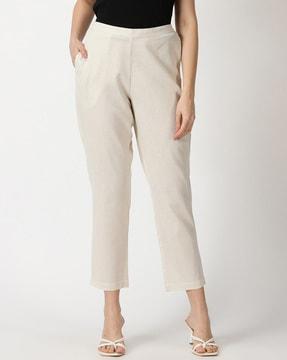 straight fit flat-front pants