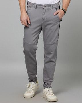 straight fit flat-front pants