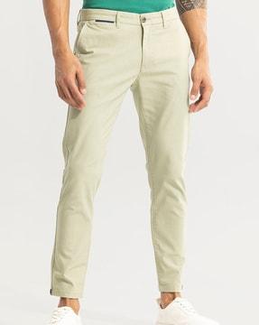 straight fit flat-front pants