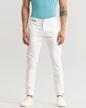 straight fit flat-front pants