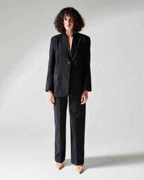 straight fit flat-front pants