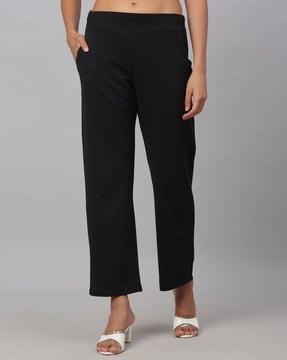 straight fit flat-front trouser