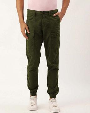 straight fit flat-front trousers with cargo pockets