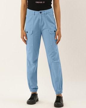 straight fit flat-front trousers with cargo pockets