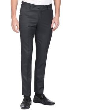 straight fit flat-front trousers with insert pockets