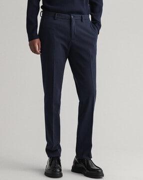 straight fit flat-front trousers