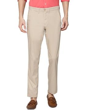 straight fit flat-front trousers