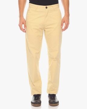 straight fit flat-front trousers