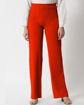 straight fit flat-front trousers