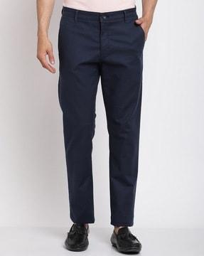 straight fit flat-front trousers