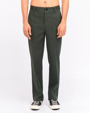 straight fit flat-front trousers