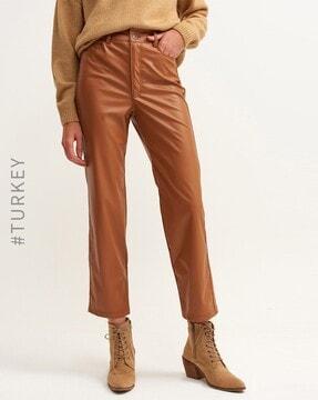 straight fit flat-front trousers