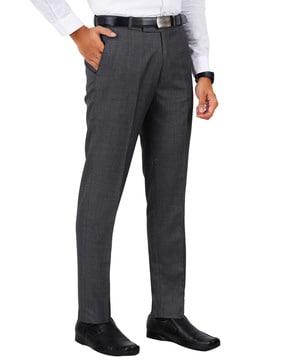 straight fit flat-front trousers