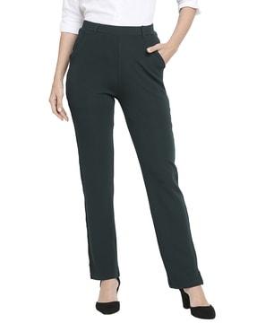 straight fit flat-front trousers