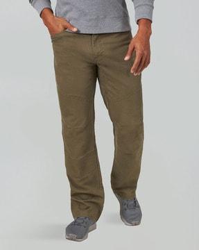 straight fit flat-front trousers