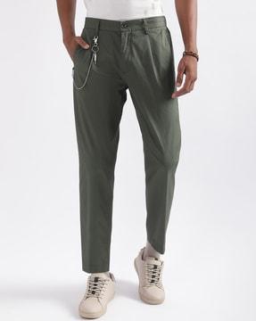 straight fit flat front trousers