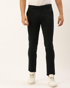 straight fit flat-front trousers