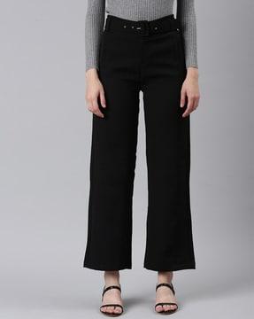 straight fit flat-front trousers