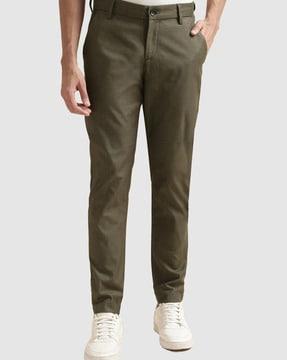 straight fit flat-front trousers