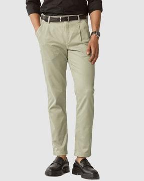 straight fit flat-front trousers