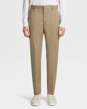 straight fit flat-front trousers