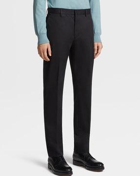 straight fit flat-front trousers