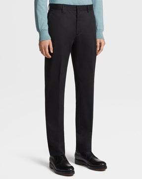 straight fit flat-front trousers