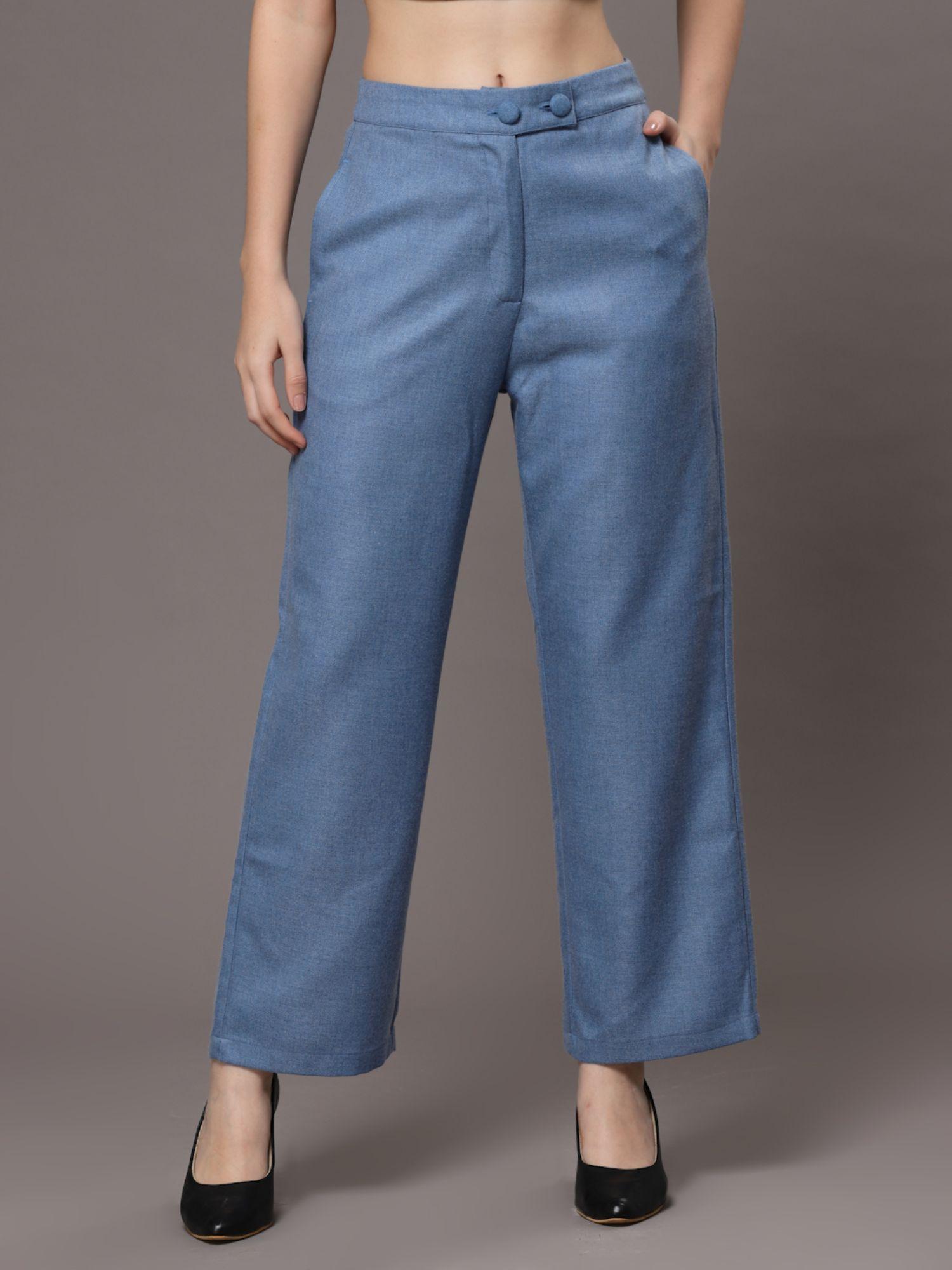 straight fit high-rise easy wash trousers