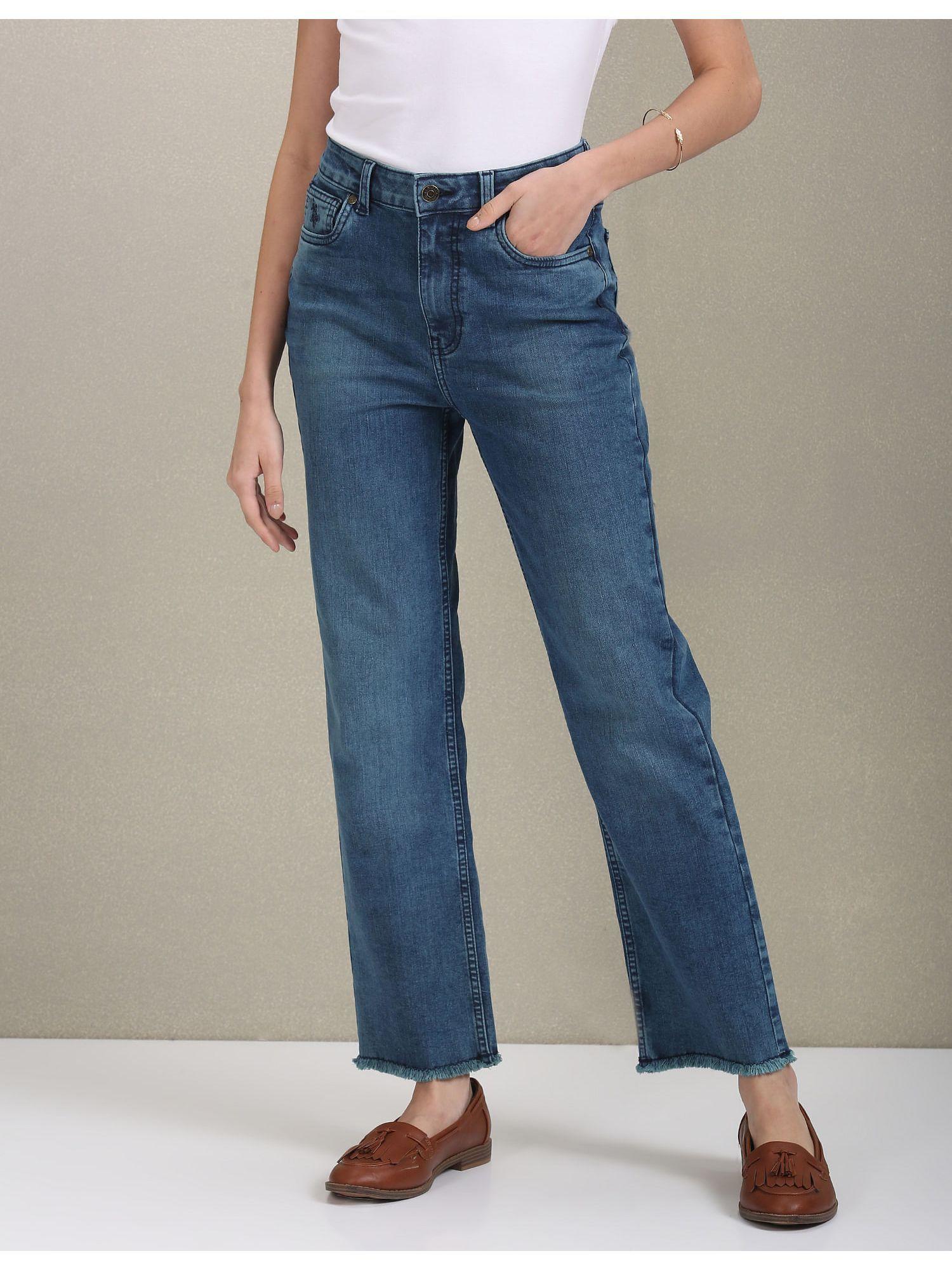 straight fit high rise jeans