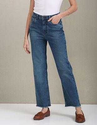 straight fit high rise jeans